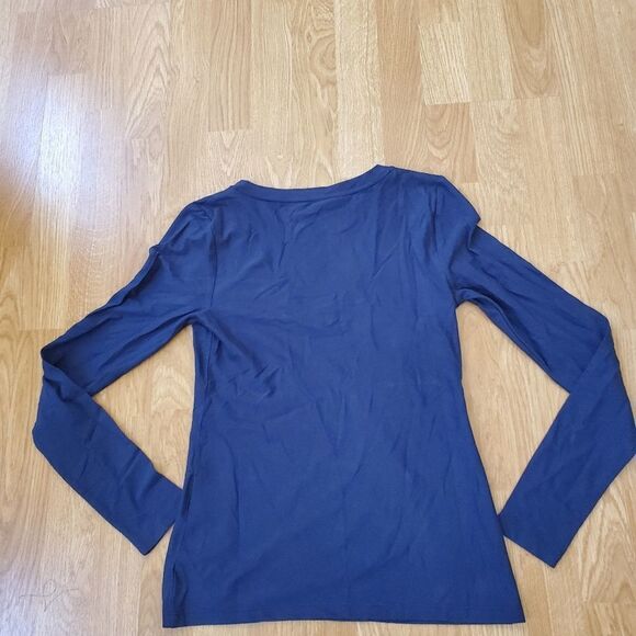 INC Cotton V-Neck Long Sleeve Tee size XS in Blue -NEW - Picture 6 of 13